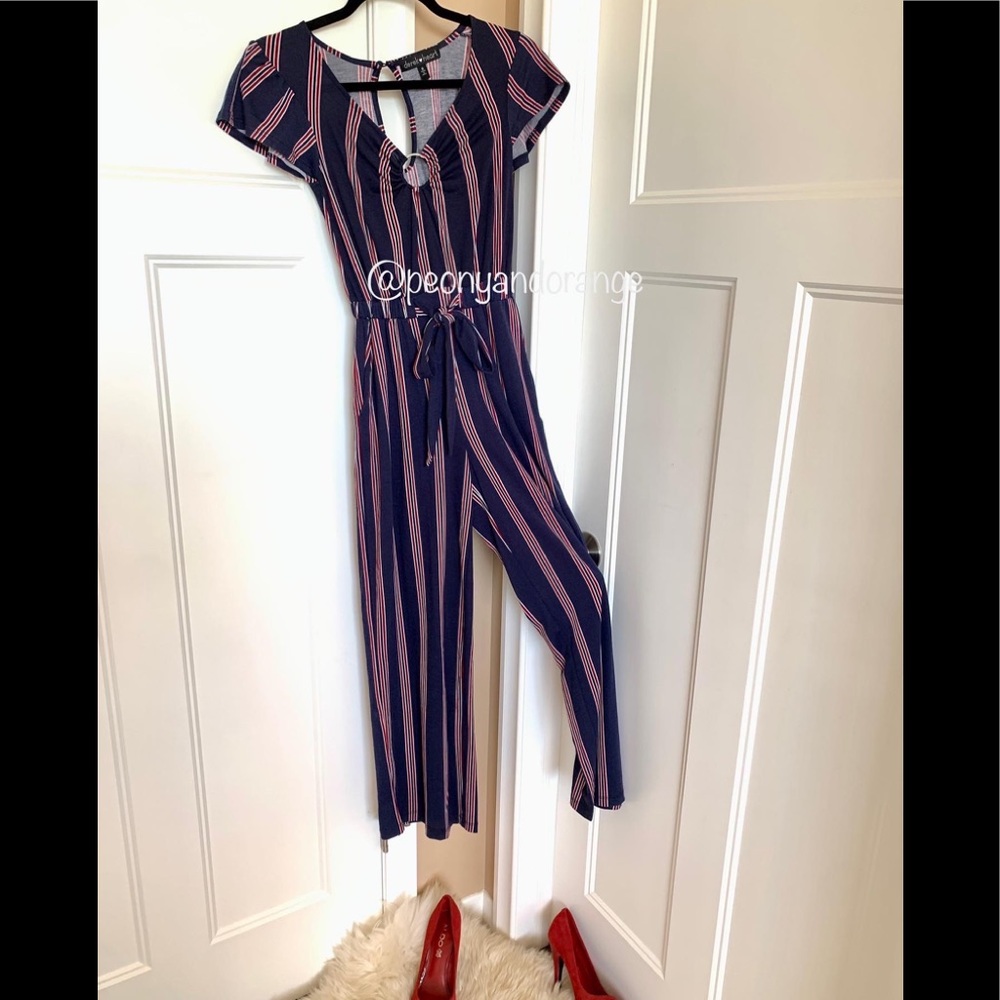 Size S: Derek Heart Jumpsuit. Blue And Red - Picture 3 of 5